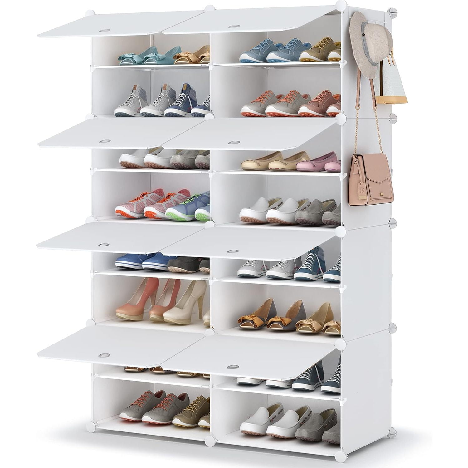 HOMIDEC Shoe Rack, 8 Tier Shoe Storage Cabinet 32 Pair Plastic Shoe ...