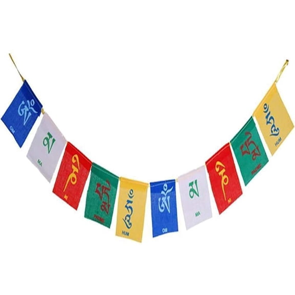 HOMIVA Hanging Tibetan Buddhist Prayer Flags, for Good Luck and Blessings (10 Pack)