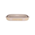 thumbnail image 1 of HOMIVA Set of 2 Oval Leatherette Serving Trays with Woven Rattan Design, 1 of 5