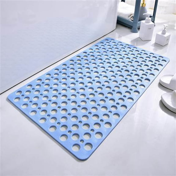 HOMKYO 16.9x29.5in Bath Mat, TPE Non Slip Shower Rug, Anti Fall Drainage Mat for Tub(Blue)