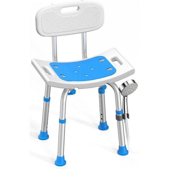 HOMLAND 2-in-1 Shower Chair with Removable Backrest, 400 lbs Capacity Heavy Duty Bath Seat, Height Adjustable Medical Bath Stool for Seniors and Disabled