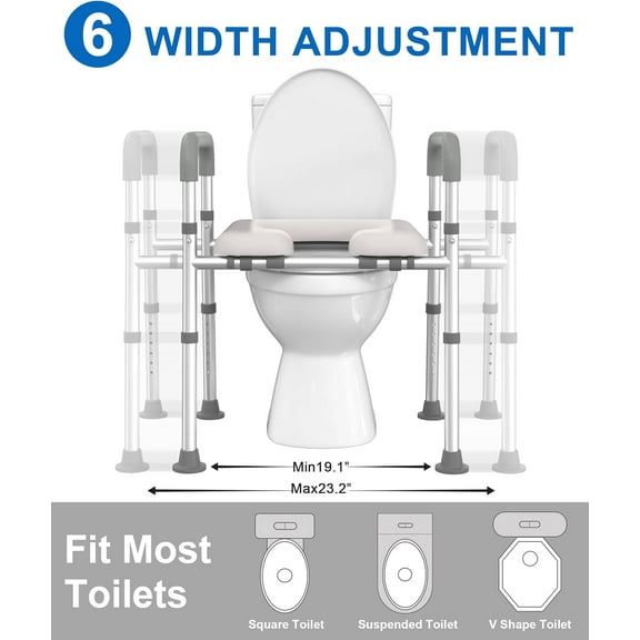 HOMLAND Raised Toilet Seat with Handles