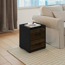 HOMLUX 15.35" x 16.85" x 19.65" Nightstand Modern Bedside Table with 2 Drawers, Columbia Walnut & Black