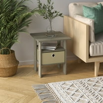 HOMLUX 15.51" x 15.5" x 17.52" Wood Nightstand Modern Bedside Table with Drawer & Shelf, Sonoma Oak & Ivory