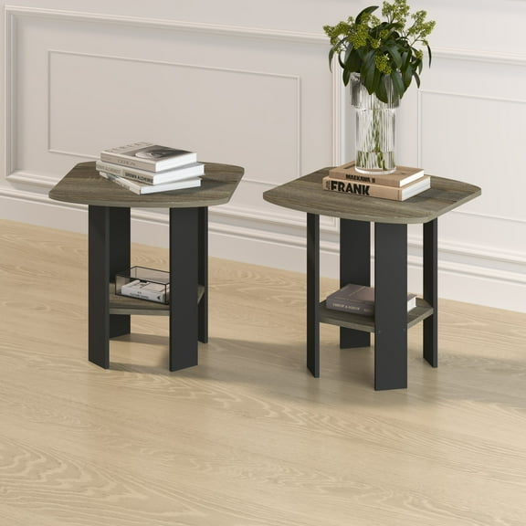 HOMLUX 15.6" x 17.8" x 24.2" Nightstand with Handle Modern End Table with Drawer & Open Storage, Gray