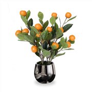 HOMLUX 19.5 Inch Artificial Orange Fruit Potted Plant, Artificial Fruit Tree with Silver Basin for Home Office Decor