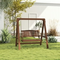 HOMLUX 2-Seater Outdoor Porch Swing with Chains, Meranti Hardwood, Teak-Oil Finished