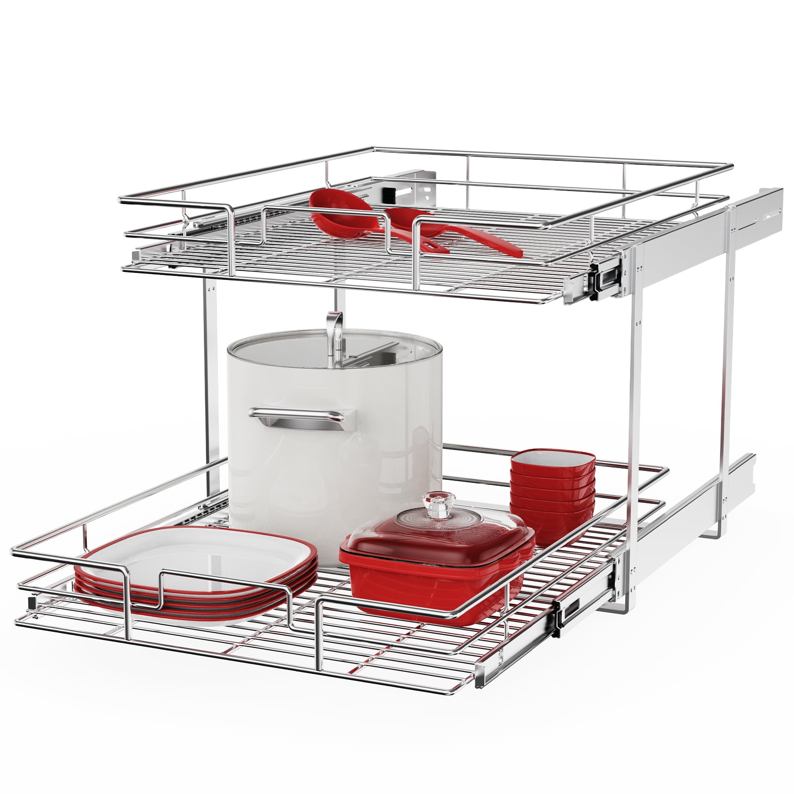 Homlux Pull-out 2 Tier Home Organizer With Sliding Track In The