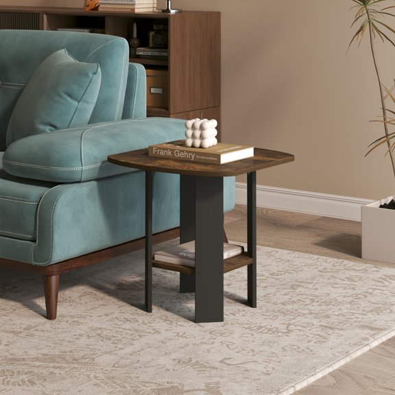 HOMLUX 20" x 20" x 20" Nightstand Modern Bedside Table with Shelf, Black & Amber Pine