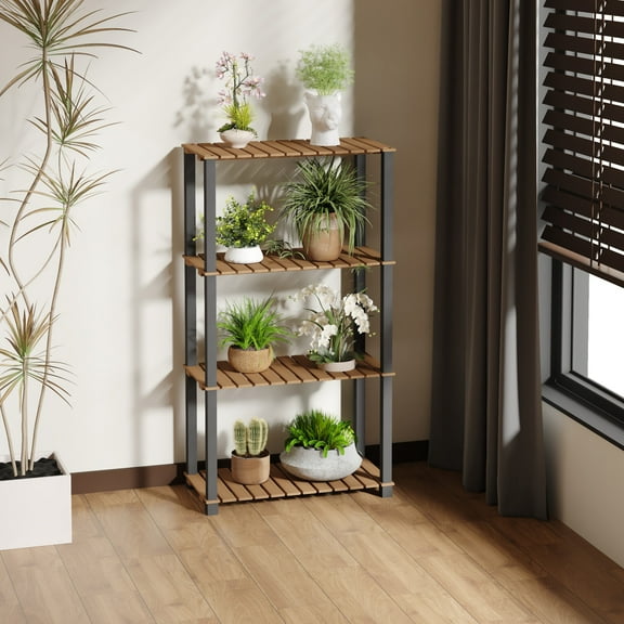 HOMLUX 23.6" x 11.8" x 43.3" 4-Tier Patio Display Shelf Plant Stand