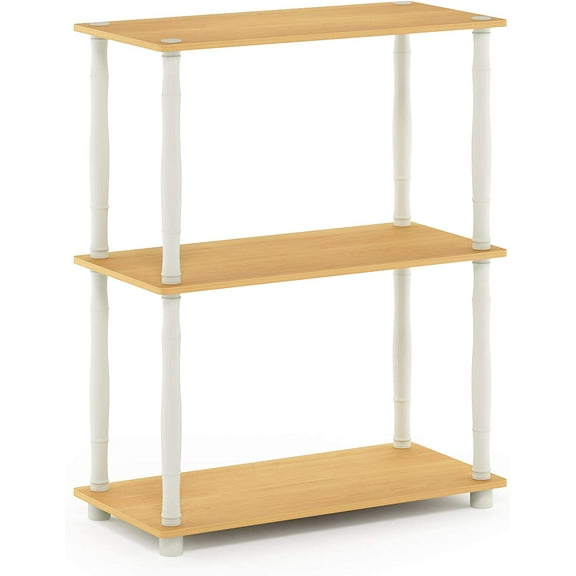 HOMLUX 3-Tier 29.5" Corner Shelf, Open Shelves for Display and Storage, Perfect for Living Room and Office Organization, Beech & White