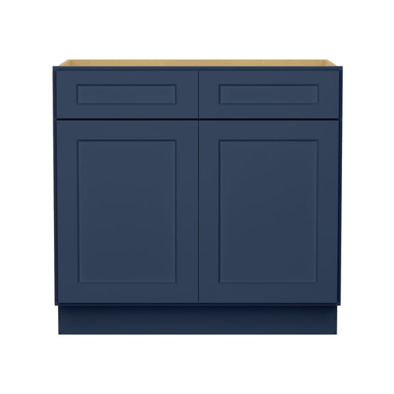 HOMLUX 36 in. W x 24 in. D x 34.5 in. H Ready to Assemble Sink Bases in Shaker Navy Kitchen Cabinet