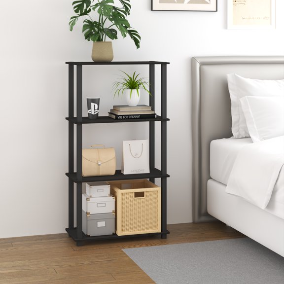 HOMLUX 4-Tier 43.3" Corner Shelf, Open Shelves for Display and Storage, Perfect for Living Room and Office Organization, Espresso
