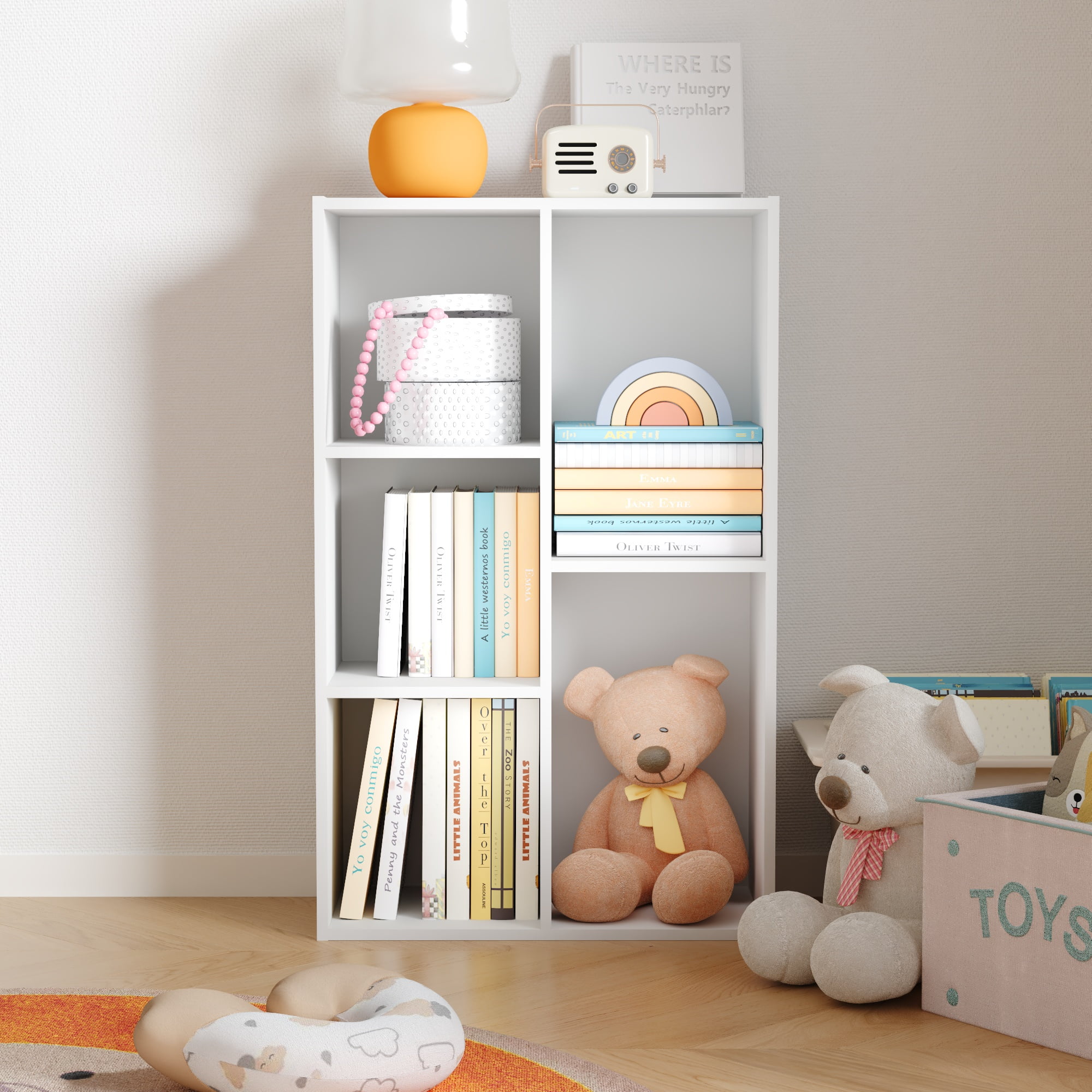 HOMLUX 5-Cube 31.5" Wooden Reversible Open Bookcase for Office, Living Room, White