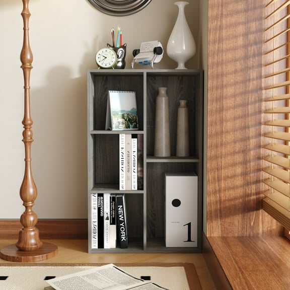HOMLUX 5-Cube 31.5" Wooden Reversible Open Bookcase for Office, Living Room, Gray