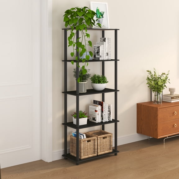 HOMLUX 5-Tier 57.4" Open Shelf Bookcase, Compact Storage Bookshelf for Living Room Bedroom Office, Black