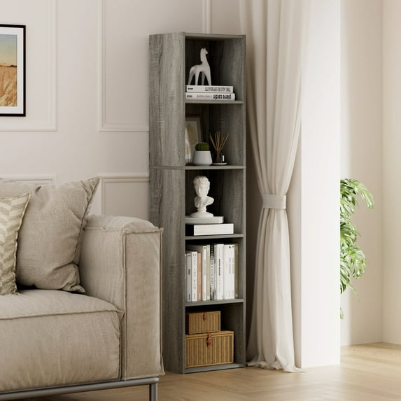 HOMLUX 9" x 12" x 52" Storage Shelf 5 Tier Cube Bookcase, Suitable for Small Space, Gray