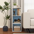 thumbnail image 1 of HOMLUX Luder 3-Tier Cube 31.5" Bookcase, Wood Storage Shelf, Small Bookshelf for Home Office & Bedroom, White & Blue, 1 of 10