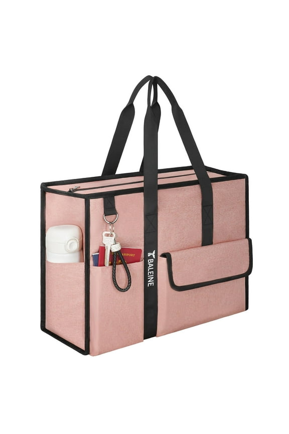Medium Utility Tote Bag with Reinforced Bottom, Multi Pockets Foldable Tote Bag for Nurse, Travel, Work