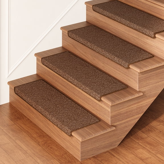 HOMLUX Non-Slip Linen Stair Treads, Cushioned Soft Carpet Mat for Indoor Stairs Protection, 14-Pack