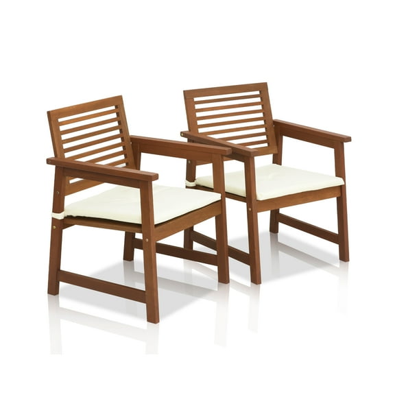 HOMLUX Outdoor Patio Dining Chair Set of 2, with Cushions and Armrest for Beach & Garden
