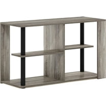 HOMLUX Rectangular Coffee Table Slim Living Room Table with Open Shelves for Small Spaces, French Oak Grey/Black