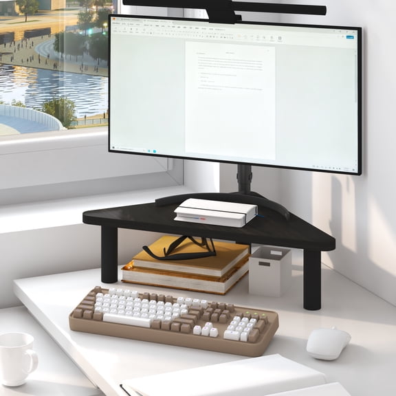 HOMLUX Triangular Monitor Stand Riser with Sturdy Tubes, Computer Stand Riser Organizer, Ergonomic Screen Riser for Laptop/Printer, Espresso