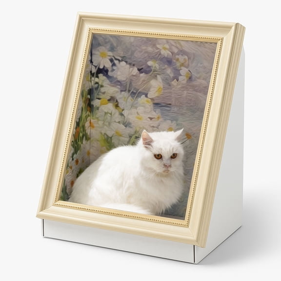 HOMLUX Vintage Photo Frame Cat Tree, 2in1 Cat Furniture Scratcher for Indoor Cats, Daisy Pattern