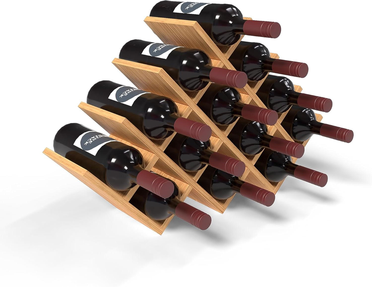 Modern Counter Wine Rack HOMLUX Wine Stack 13 Bottle Bamboo Modern Lattice Countertop Wine Rack ...