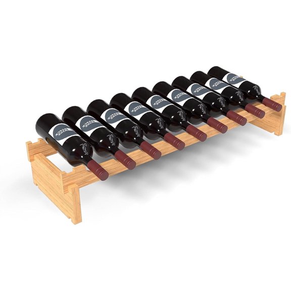 HOMLUX Wine Stack 9 Bottle Bamboo Stackable Rack