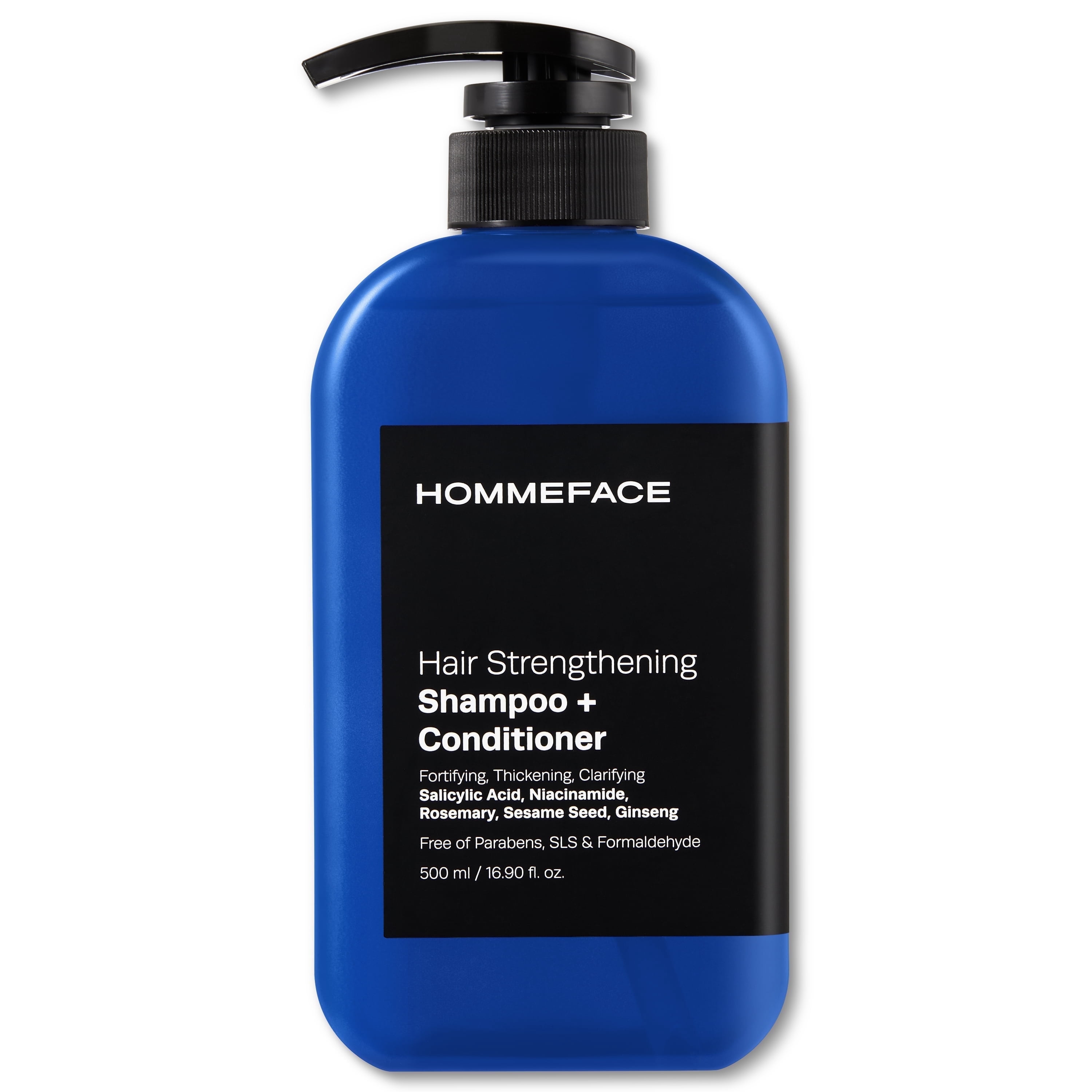 HOMMEFACE 2-in-1 Hair Strengthening Shampoo + Conditioner for Men, 16.9 fl. oz. - Hair Thickening, Scalp Exfoliating, Volumizing for Reduced Shedding, Density & Shine