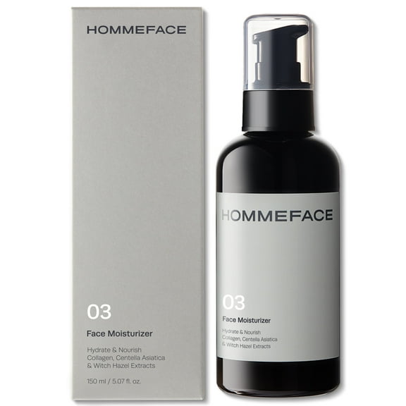 HOMMEFACE Mens Daily Face Moisturizer, Hydrating and Nourishing Facial Lotion with Collagen, Witch Hazel and Cica, Alcohol-Free, 5.07 fl oz