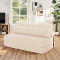thumbnail image 1 of Hommpa Folding Sofa Bed Foldable Couch Bed Convertible Futon Chair with High Density Foam Filling with Pillow, Comfort Chair Bed for Living Room for Holiday Festival, Beige, Queen, 1 of 9