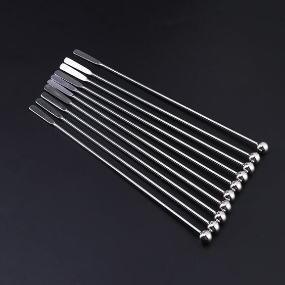 HOMOBABE 10Pcs Swizzle Stick Silver Stainless Steel For Beverage Accessories