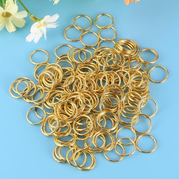 HOMOBABE 160Pcs Round Snap Clip Buckle Small Metal Rings For Crafts Golden Circular Accessory