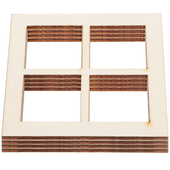 HOMOBABE 16Pcs Miniature Dollhouse Window Frames for Crafts, Tiny Window Decor Props, 6.7x6.7x0.2in, Perfect for Dollhouse Accessories