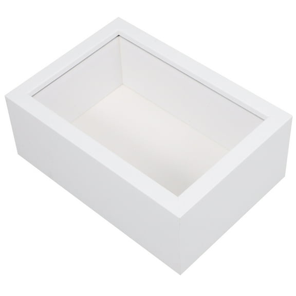 HOMOBABE White Wood Shadow Box Frame 16.6x11.6x6.5CM Decorative Display Case for Photos, Keepsakes, and Memorabilia