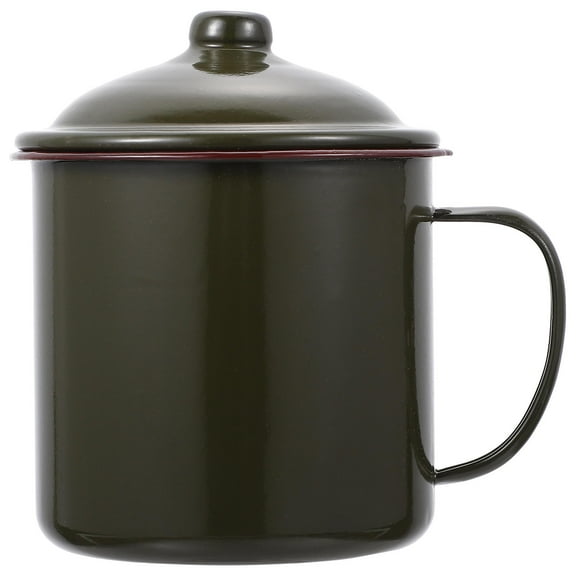 HOMOBABE 1Pc 15X13X13CM Water Cup Green Iron Enamel Heat-Resistant for Home