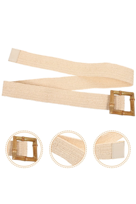 1Pcs Khaki Adjustable Woven Structure Waist Belt Nylon Bamboo Versatile Comfortable Fit 39.8x2.4x0.3in