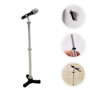 HOMOBABE Mini Microphone for Dollhouse, Desk, Shelf, Tabletop Use with Realistic Design, and Portable