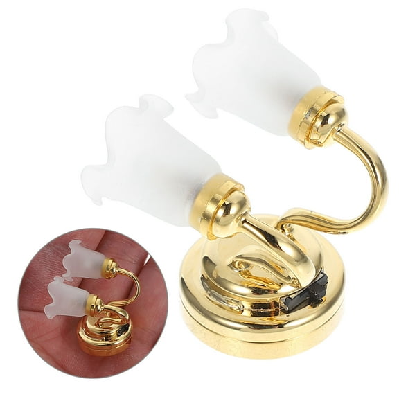 HOMOBABE 1Pcs Tiny Led Lights For Crafts Miniature Lamps 2.8*3*3In Gold Metal Plastic For Dollhouse