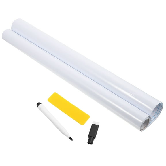 HOMOBABE 1Set White Plastic Erasable Whiteboard Sticker for Classroom Wall 39.4x17.7In