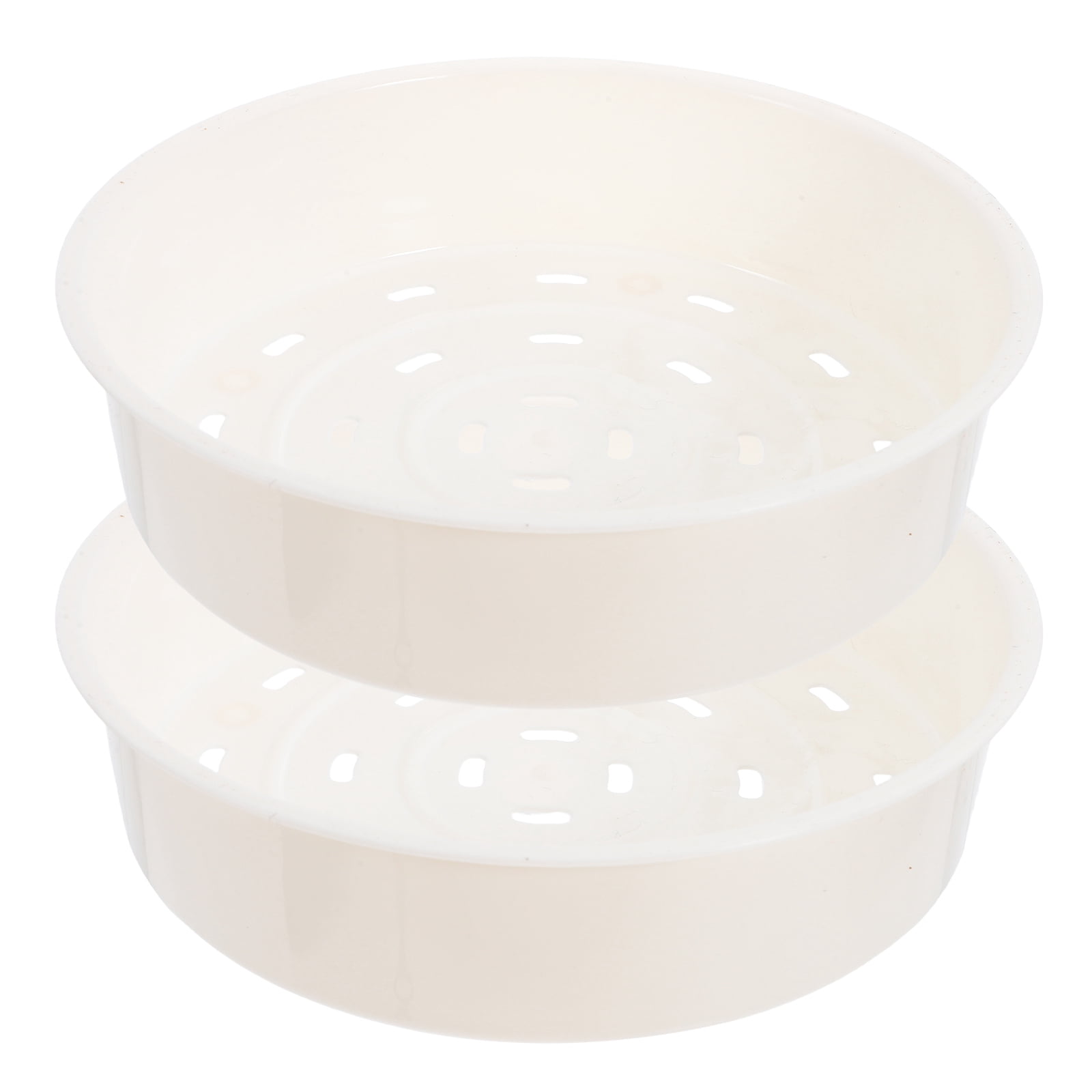 HOMOBABE 2-Pack Steamer Inserts for Rice Cooker, Round White Plastic Steam Basket, 16.9 x 16.9 x 4.5 CM