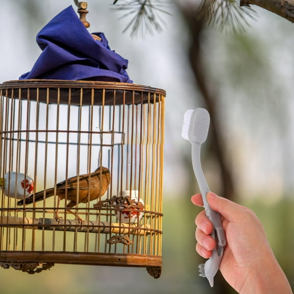 HOMOBABE 3Pcs Abs Bird Cage Cleaner with Dual Heads for Dog Cleaning Beige