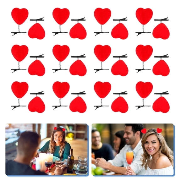 HOMOBABE 40Pcs Red Heart Hair Clips Classic Heart Shape Valentine Day Photo Props