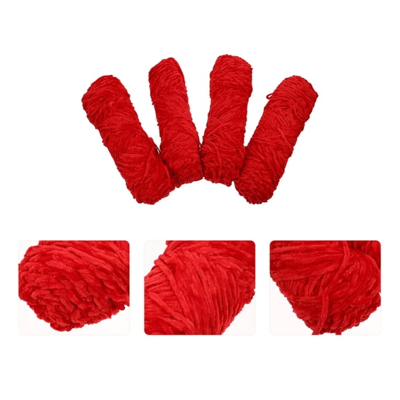 HOMOBABE 4Pcs Chenille Wool Sweater Yarn Red Warmth Diy Material For Winter Craft Projects