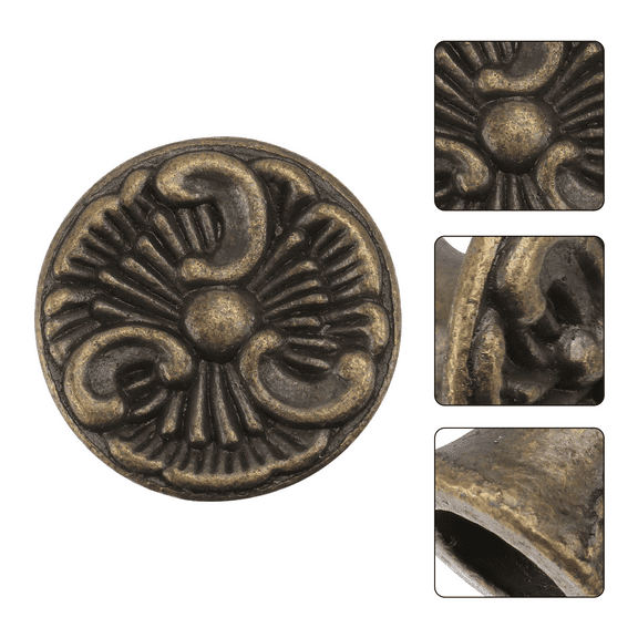 HOMOBABE 4-Pack Round Bronze Door Knobs for Antique Pull Handles, European Retro Style, and Easy to Install