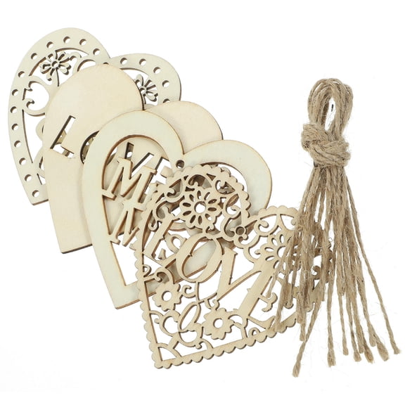 HOMOBABE 4Sets Simple Design Wood Heart Slices Assorted Color 3.1X3.1X0.08In For Artists And