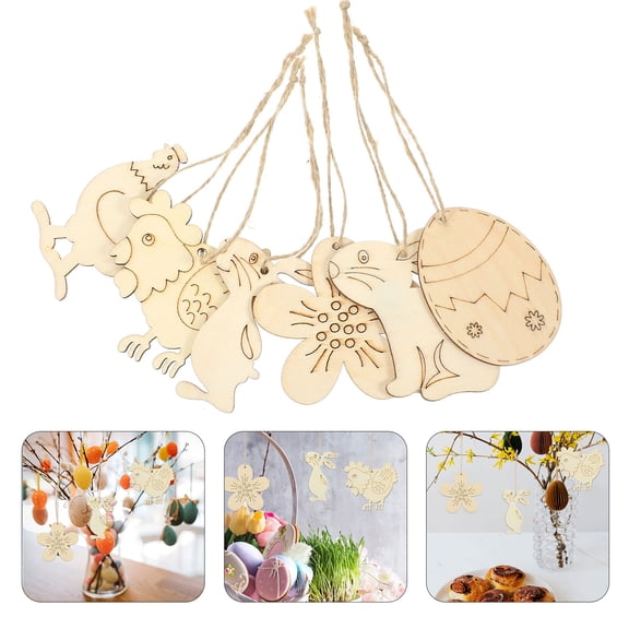 HOMOBABE 60Pcs Spring Themed Cutouts Easter Wood Chips Simple and Artistic Home Decor Diy Projects