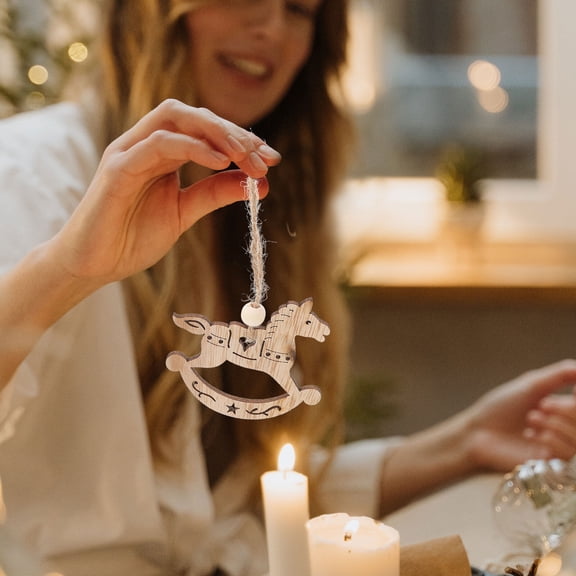 6pcs Wooden Christmas Ornaments Hanging Holiday Decor Wooden Slices Xmas Tree Decorations